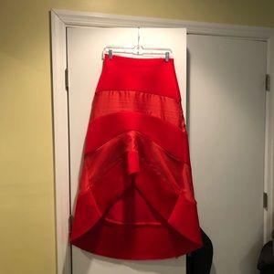 Women’s red high low skirt